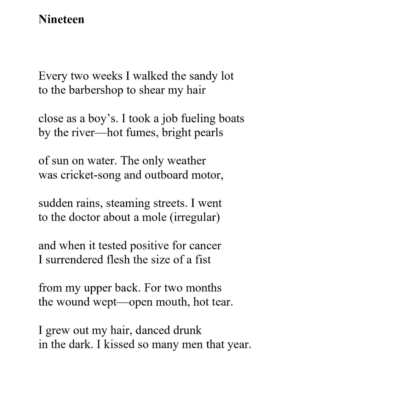 Nineteen » New Poem By Kate Gaskin » Mumbermag