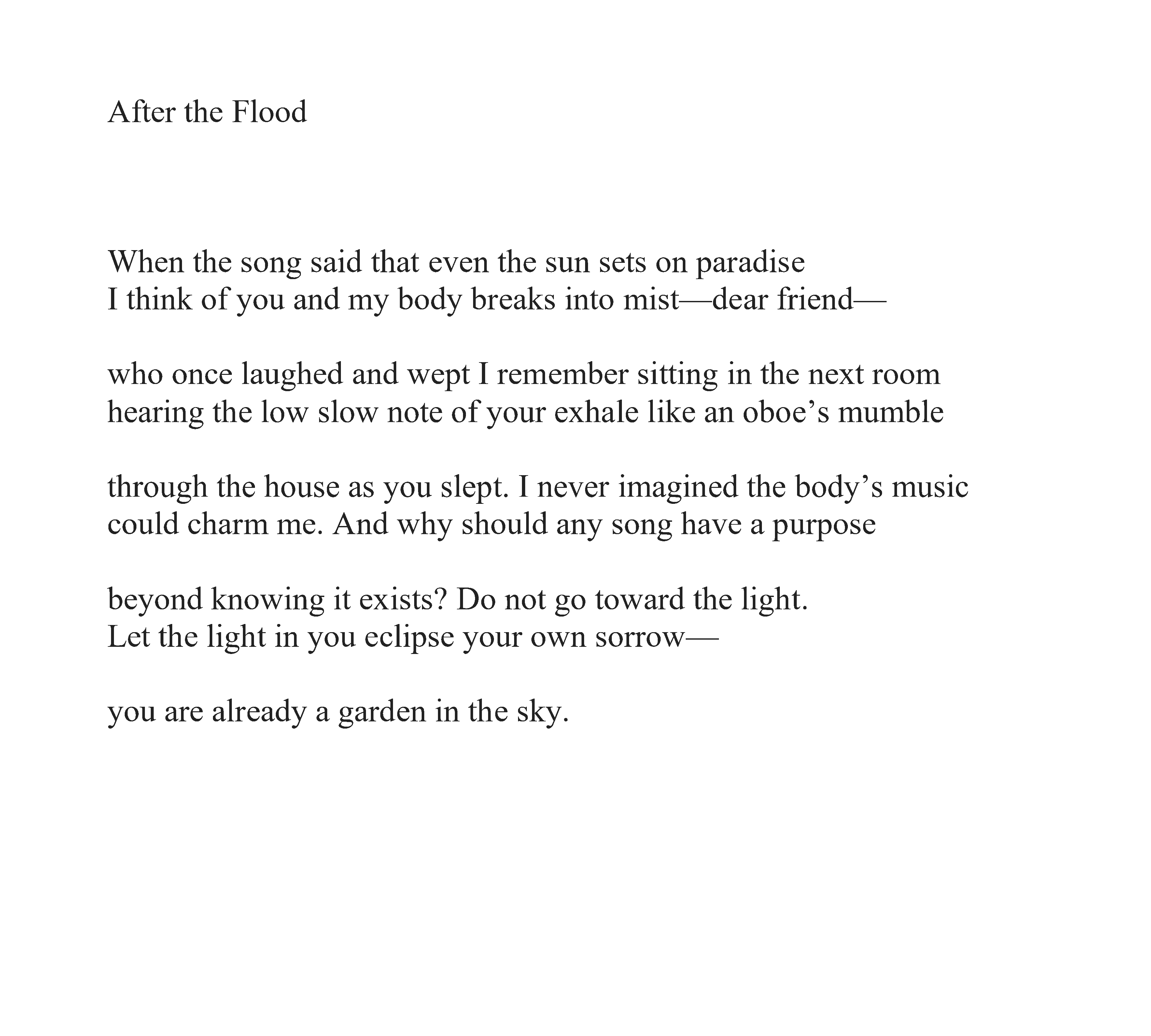 after the flood poem by ruben quesada