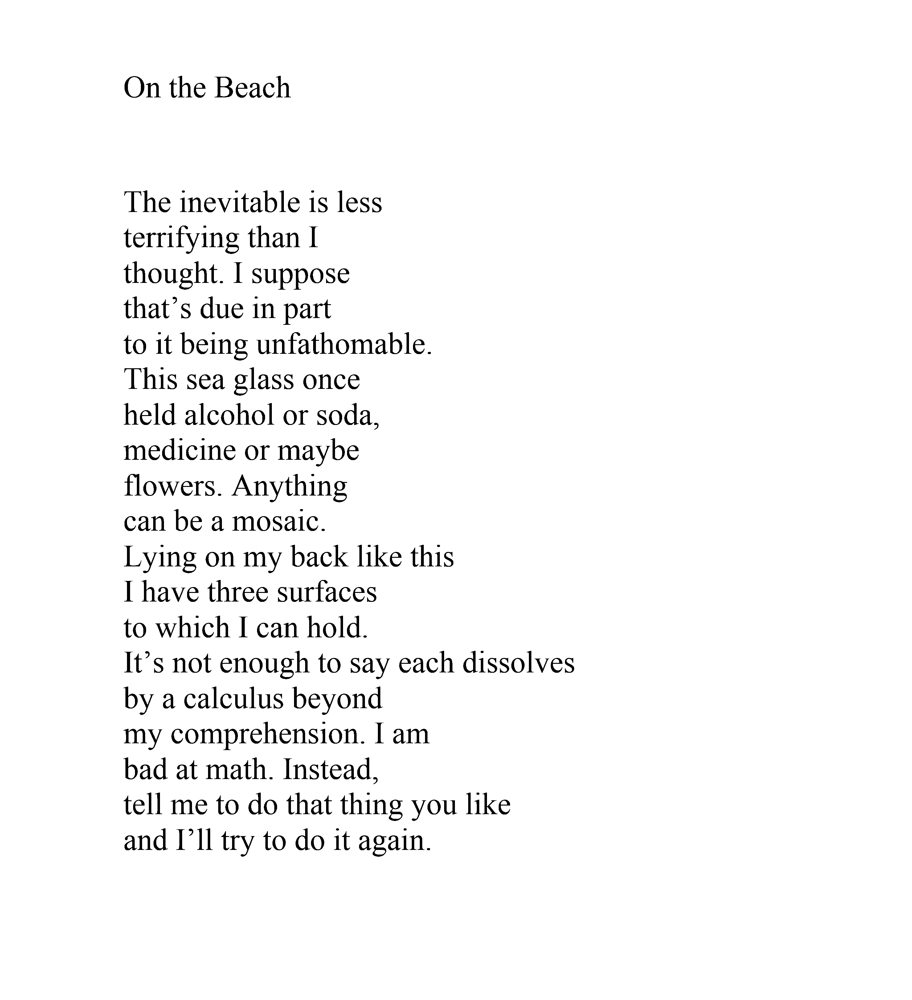 on the beach poem by matthew girolami